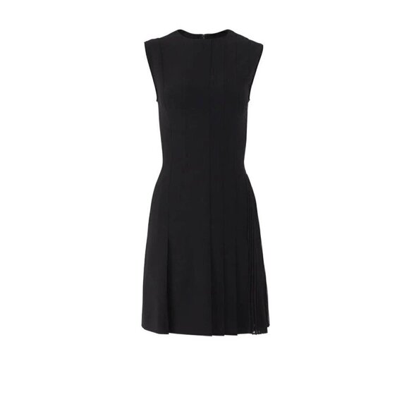 Theory Sz 4 Black Pleated Admiral Crepe Sleeveless Day Dress Sheath Shift - Picture 13 of 16
